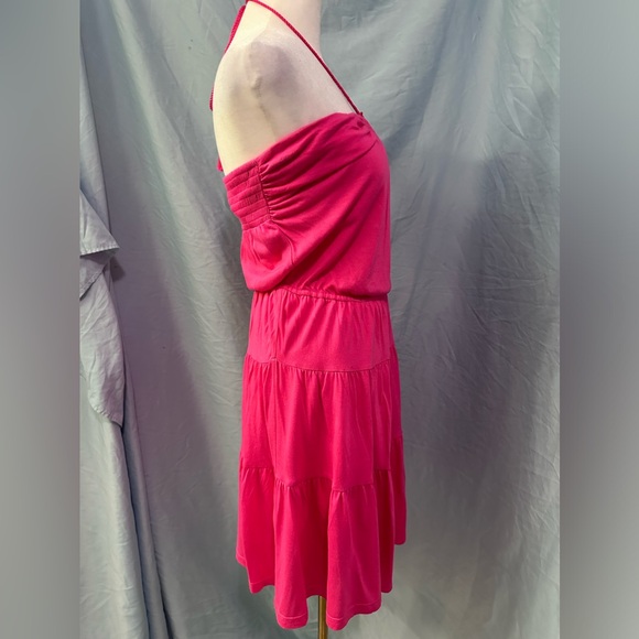 Juicy Couture Hot Pink Strapless Elastic Tube Top Mini Dress Ruffle Skirt Medium - Picture 2 of 7